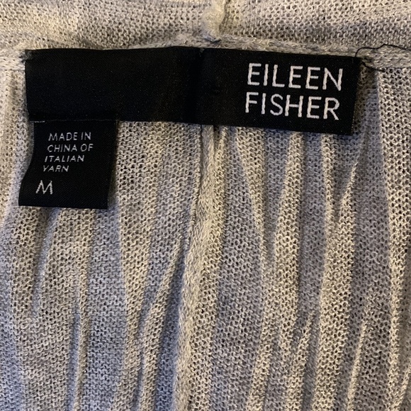 Eileen Fisher Pressed Crinkle Simple Cardigan Open Front Draped Grey Size Medium - Picture 3 of 6